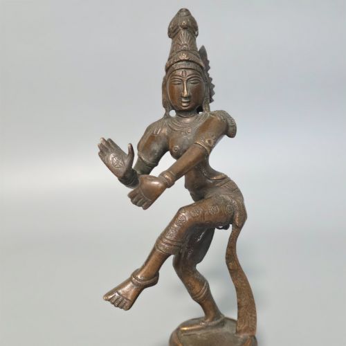 ANTIQUE BRONZE INDIAN DEITY DANCING POSSIBLY KRISHNA 25CM - ADDITIONAL PHOTO 1