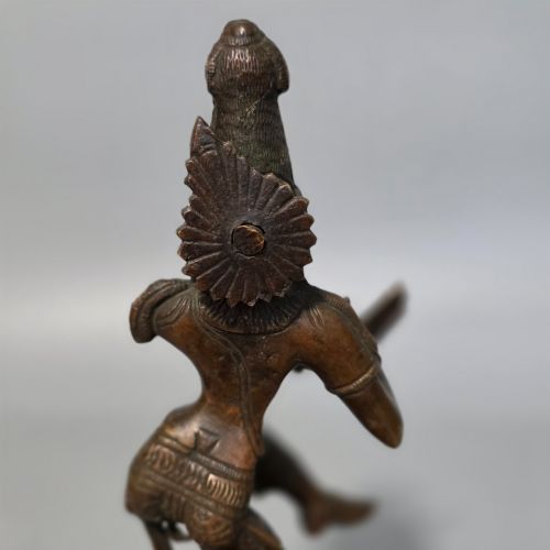 ANTIQUE BRONZE INDIAN DEITY DANCING POSSIBLY KRISHNA 25CM - ADDITIONAL PHOTO 5