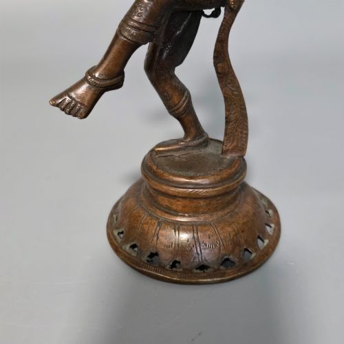 ANTIQUE BRONZE INDIAN DEITY DANCING POSSIBLY KRISHNA 25CM - ADDITIONAL PHOTO 14
