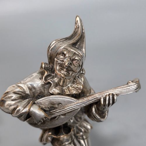ANTIQUE PAIR OF SILVERED BRONZE DANCING MUSICIANS SIGNED CALLOT AFTER MILE CORIOLAN HIPPOLYTE GUILLEMIN - ADDITIONAL PHOTO 2