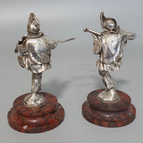 ANTIQUE PAIR OF SILVERED BRONZE DANCING MUSICIANS SIGNED CALLOT AFTER MILE CORIOLAN HIPPOLYTE GUILLEMIN - ADDITIONAL PHOTO 8