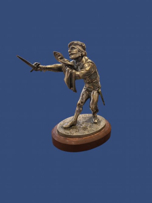 EMILE GUILLEMIN 18411907 FRENCH SILVERED BRONZE CAVALIER ON OVAL ROUGE MARBLE BASE - ADDITIONAL PHOTO 3