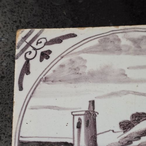 LONDON DELFT TILE PAINTED IN MANGANESE WITH A MAN FISHING IN A RIVER CIRCA 1725 1760 - ADDITIONAL PHOTO 2