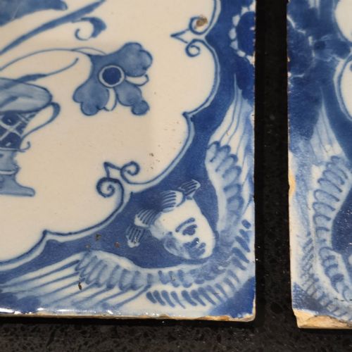 PR OF 18THC LIVERPOOL DELFT TILES ANGEL HEAD CORNERS AND FLORAL ARRANGEMENT CIRCA 1750 - ADDITIONAL PHOTO 2
