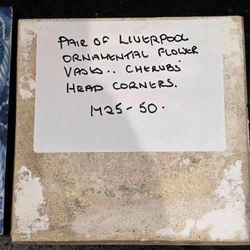 PR OF 18THC LIVERPOOL DELFT TILES ANGEL HEAD CORNERS AND FLORAL ARRANGEMENT CIRCA 1750 - ADDITIONAL PHOTO 10