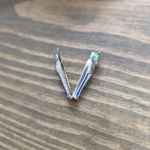 ANTIQUE ART DECO SILVER ENAMEL EGYPTIAN REVIVAL SARCOPHAGUS MUMMY CHARM C1920S - ADDITIONAL PHOTO 4