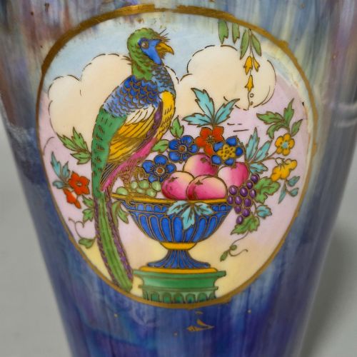 RARE ANTIQUE MINTON LUSTRE PARROT VASE C1920 HAND ENAMELLED DECORATIVE ART POTTERY - ADDITIONAL PHOTO 3