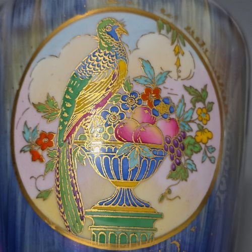 RARE ANTIQUE MINTON LUSTRE PARROT VASE C1920 HAND ENAMELLED DECORATIVE ART POTTERY - ADDITIONAL PHOTO 12