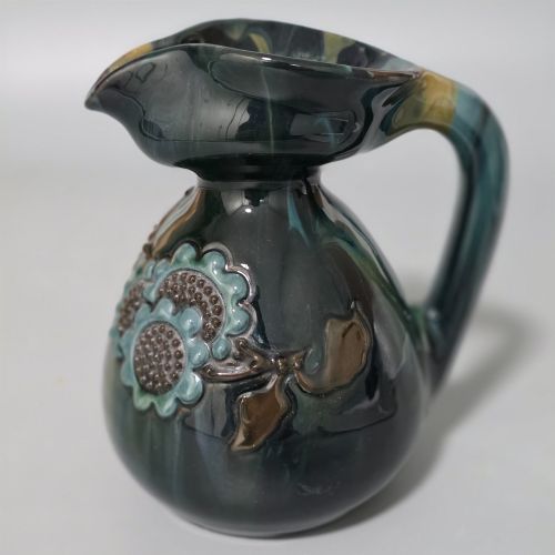 RARE SUNFLOWER POTTERY STUDIO ART POTTERY JUG BY SIR EDMUND ELTON CLEVEDON COURT SOMERSET C1890