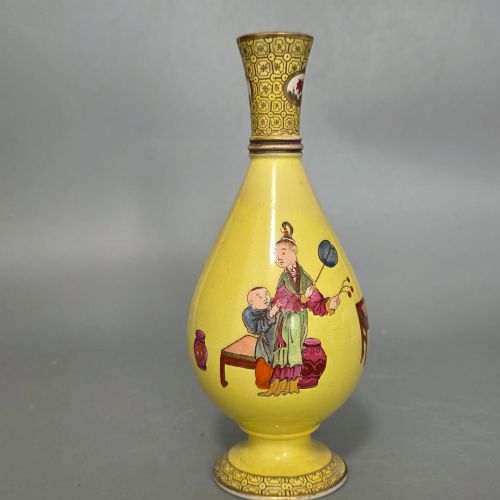EARLY 19TH CENTURY CHINOISERIE PORCELAIN VASE C1820 STAFFORDSHIRE INTEREST HAND PAINTED ANTIQUE VASE - ADDITIONAL PHOTO 2