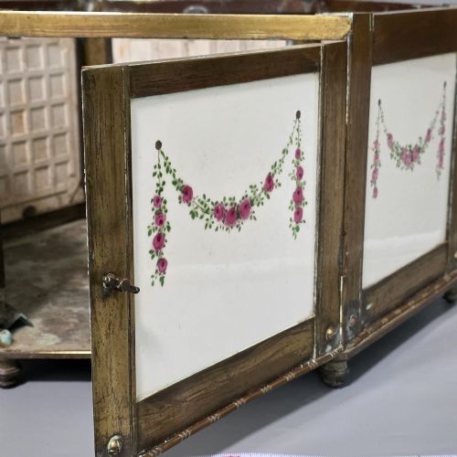 MAGNIFICENT LARGE ANTIQUE BRASS HEXAGONAL PLANTER WITH DECORATIVE TILED PANELS C1900 - ADDITIONAL PHOTO 13