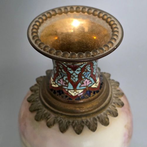 ANTIQUE FRENCH PAINTED SEVRES STYLE SIGNED PORCELAIN ORMOLU VASE SIGNED 'MAX' 31CM - ADDITIONAL PHOTO 6