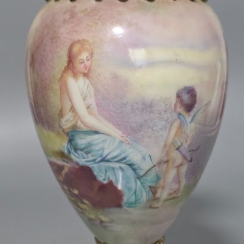 ANTIQUE FRENCH PAINTED SEVRES STYLE SIGNED PORCELAIN ORMOLU VASE SIGNED 'MAX' 31CM - ADDITIONAL PHOTO 13