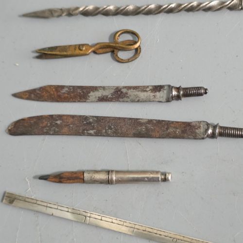 C17801810 ANTIQUE GENTLEMANS VEST POCKET NECESSAIRE TRAVEL COMPANION SET SILVER LEATHER RARE ALMOSTCOMPLETE EXAMPLE - ADDITIONAL PHOTO 6