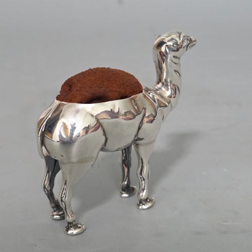 ANTIQUE EDWARDIAN SILVER NOVELTY PIN CUSHION CAMEL BIRMINGHAM 1906 - ADDITIONAL PHOTO 2