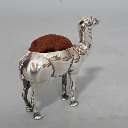 ANTIQUE EDWARDIAN SILVER NOVELTY PIN CUSHION CAMEL BIRMINGHAM 1906 - ADDITIONAL PHOTO 3