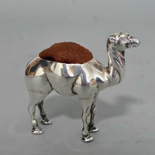 ANTIQUE EDWARDIAN SILVER NOVELTY PIN CUSHION CAMEL BIRMINGHAM 1906 - ADDITIONAL PHOTO 4