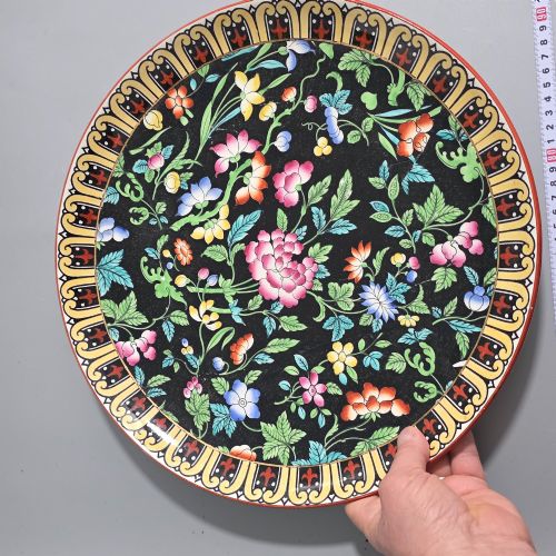 LARGE 38CM MINTON FLORAL CHARGER C1920S - ADDITIONAL PHOTO 1
