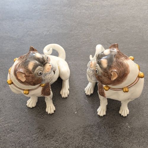 CHARMING RARE PAIR OF DRESDEN SAXON PORCELAIN PUG DOG FIGURINES MALE FEMALE EARLY 20TH CENTURY - ADDITIONAL PHOTO 6