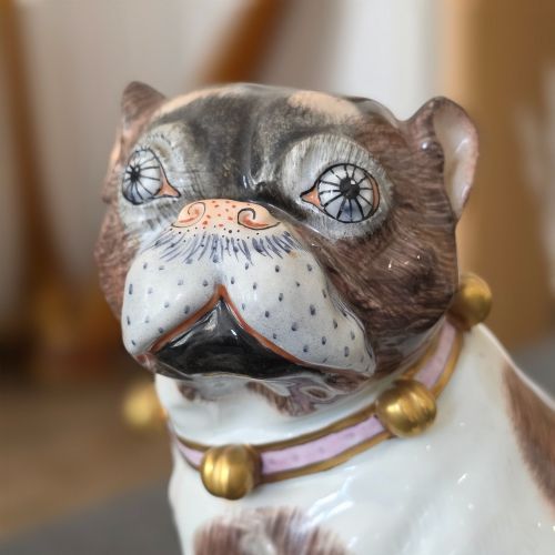 CHARMING RARE PAIR OF DRESDEN SAXON PORCELAIN PUG DOG FIGURINES MALE FEMALE EARLY 20TH CENTURY - ADDITIONAL PHOTO 9
