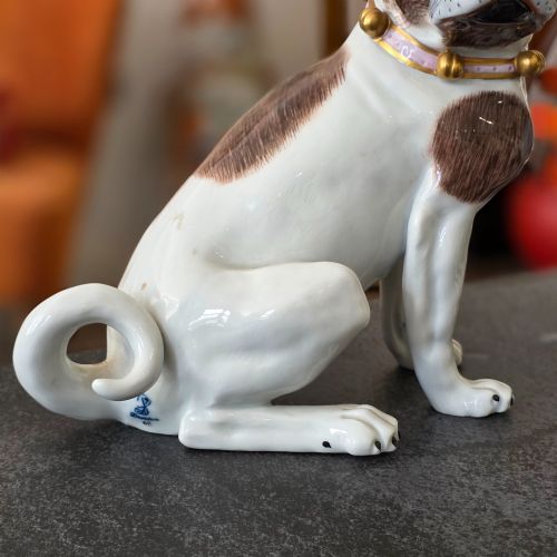 CHARMING RARE PAIR OF DRESDEN SAXON PORCELAIN PUG DOG FIGURINES MALE FEMALE EARLY 20TH CENTURY - ADDITIONAL PHOTO 11