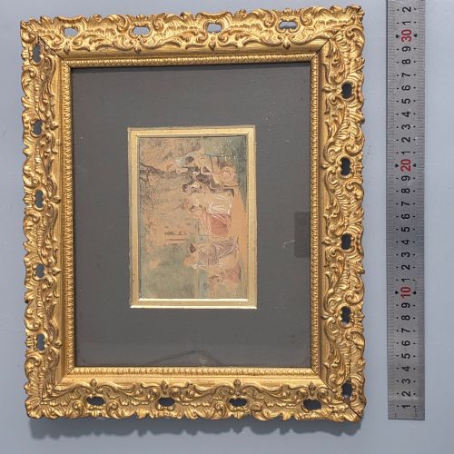 ATTRACTIVE GILT FRAMED PAIR MIXED MEDIA PICTURES C1900 - ADDITIONAL PHOTO 4