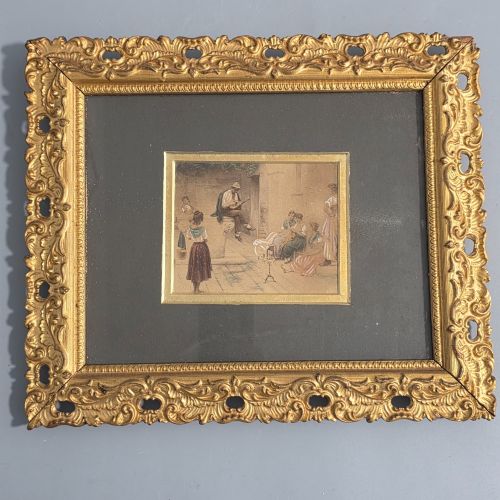 ATTRACTIVE GILT FRAMED PAIR MIXED MEDIA PICTURES C1900 - ADDITIONAL PHOTO 5