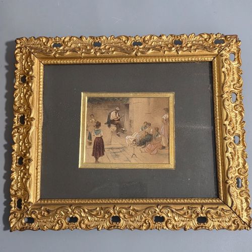 ATTRACTIVE GILT FRAMED PAIR MIXED MEDIA PICTURES C1900 - ADDITIONAL PHOTO 2