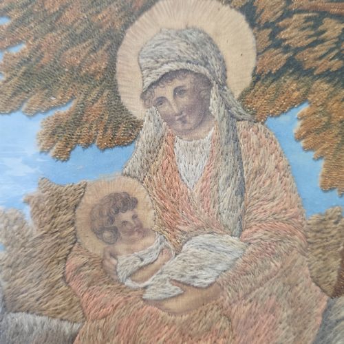 GEORGIANERA SILKWORKWOOLWORK EMBROIDERY LIKELY DEPICTING THE FLIGHT INTO EGYPT - ADDITIONAL PHOTO 5