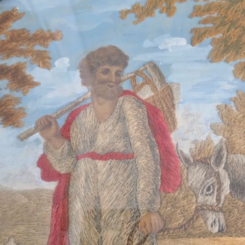 GEORGIANERA SILKWORKWOOLWORK EMBROIDERY LIKELY DEPICTING THE FLIGHT INTO EGYPT - ADDITIONAL PHOTO 11