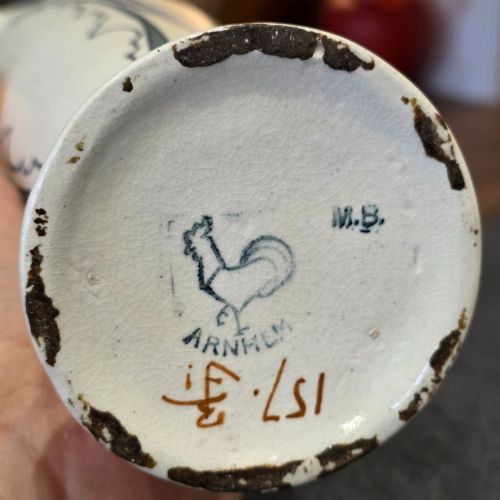 RARE PAIR OF ARNHEM ART NOUVEAUSECESSIONIST TWINHANDLED GLAZED VASES - ADDITIONAL PHOTO 7