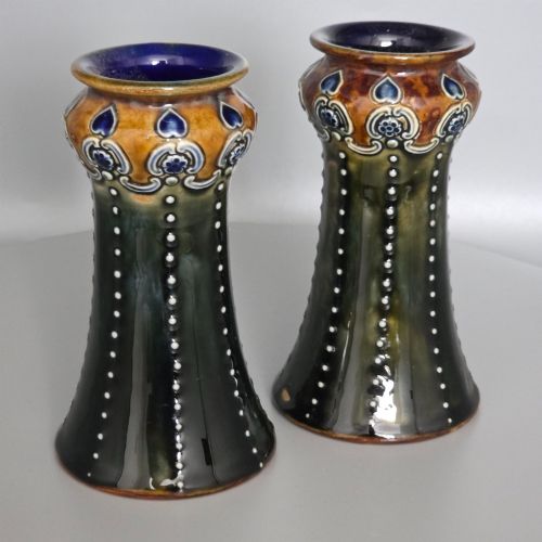 Charming 1920s Pair of Royal Doulton Art Nouveau Vases