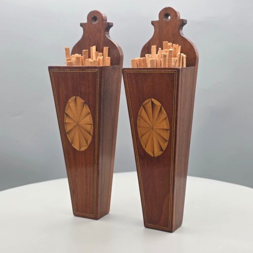 A Fine Regency Pair of Mahogany/sandalwood Wall Mounted Spill Holders Cc1830/1840