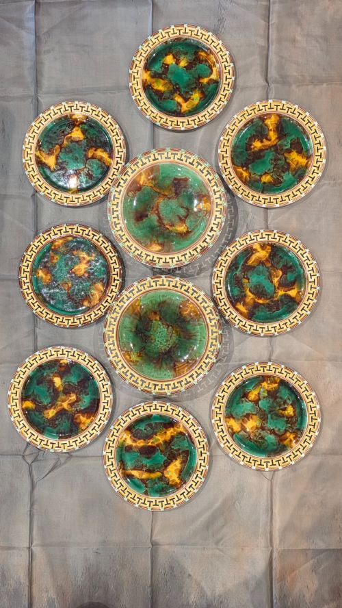 Exceptional 19thc Wedgwood Majolica 10 X Piece Dessert Service