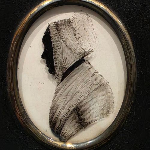 Antique Georgian Reverse Painted Silhouette Miniature 'Mrs Grace Williams' C1804