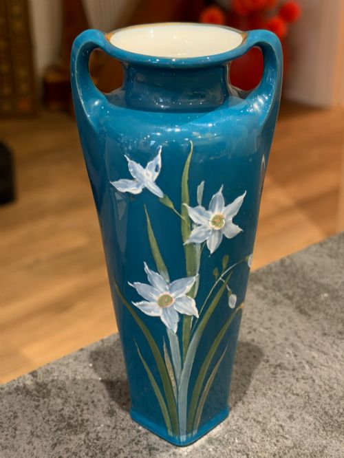 Stunning Antique Gebrüder Heubach Pâte-sur-pâte Twin-handled Porcelain Vase