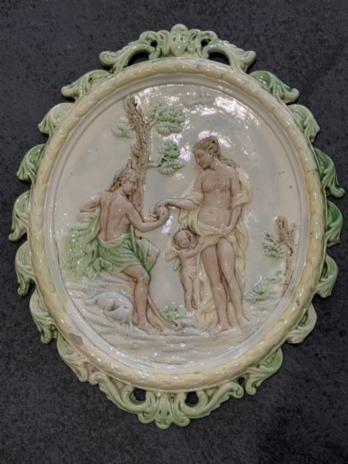 Rare English Oval Pearlware Relief-moulded Plaque, Attributed to Ralph Wood C1790