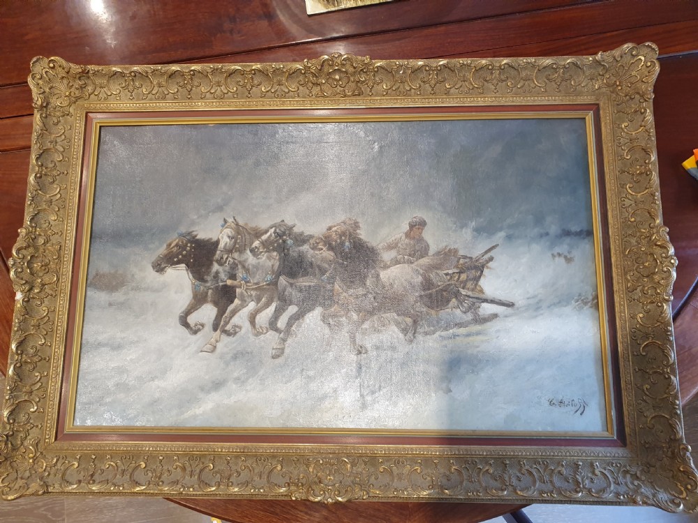 Late 19th Century Russian Konstantin Stoilov Oil on Canvas c.1890