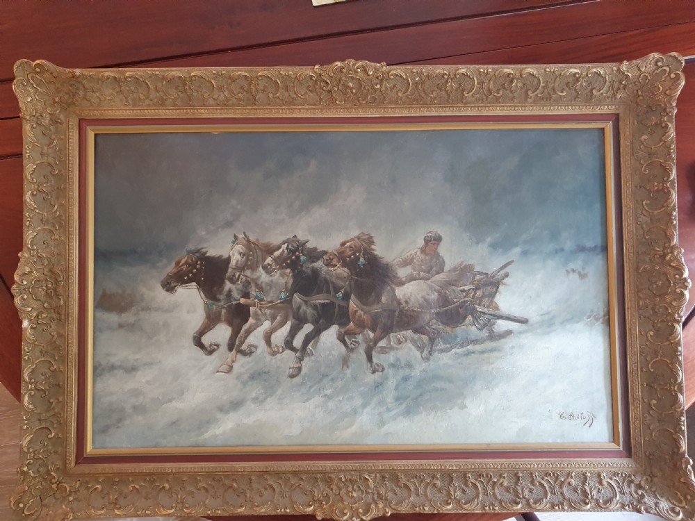 Late 19th Century Russian Konstantin Stoilov Oil on Canvas c.1890 View II
