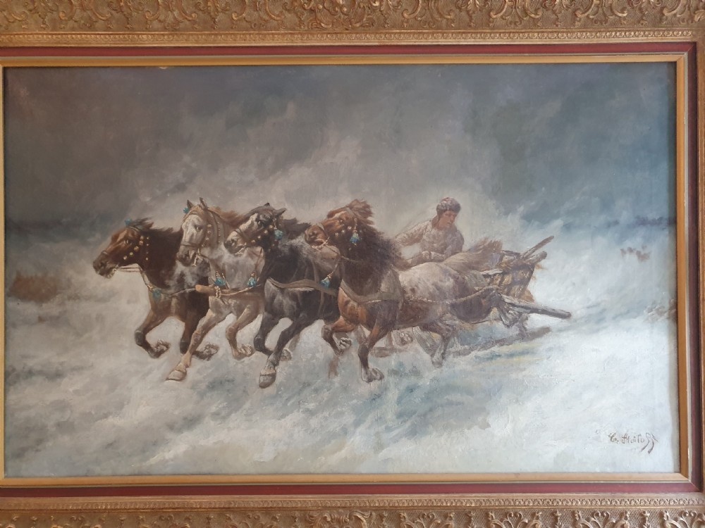 Late 19th Century Russian Konstantin Stoilov Oil on Canvas c.1890 View III