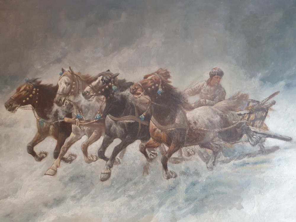 Late 19th Century Russian Konstantin Stoilov Oil on Canvas c.1890 View IV