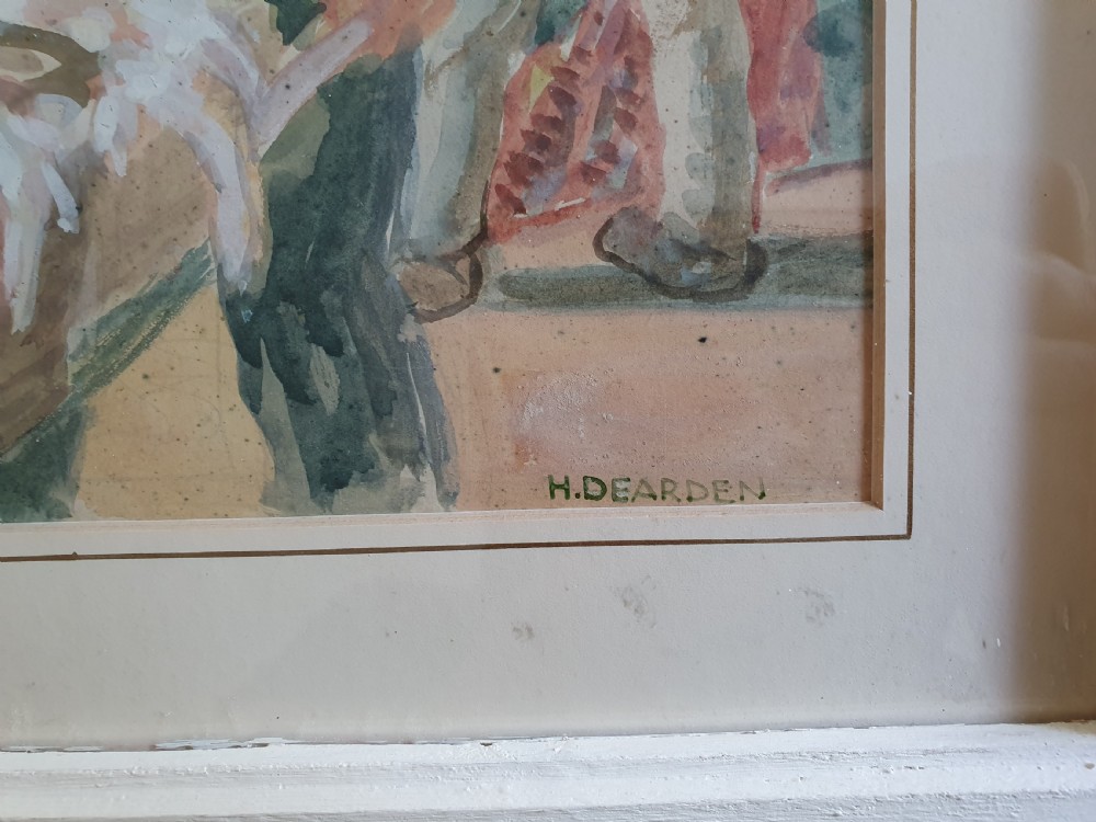 Watercolour of Working Men by Harold Dearden 1882 - 1962. View III