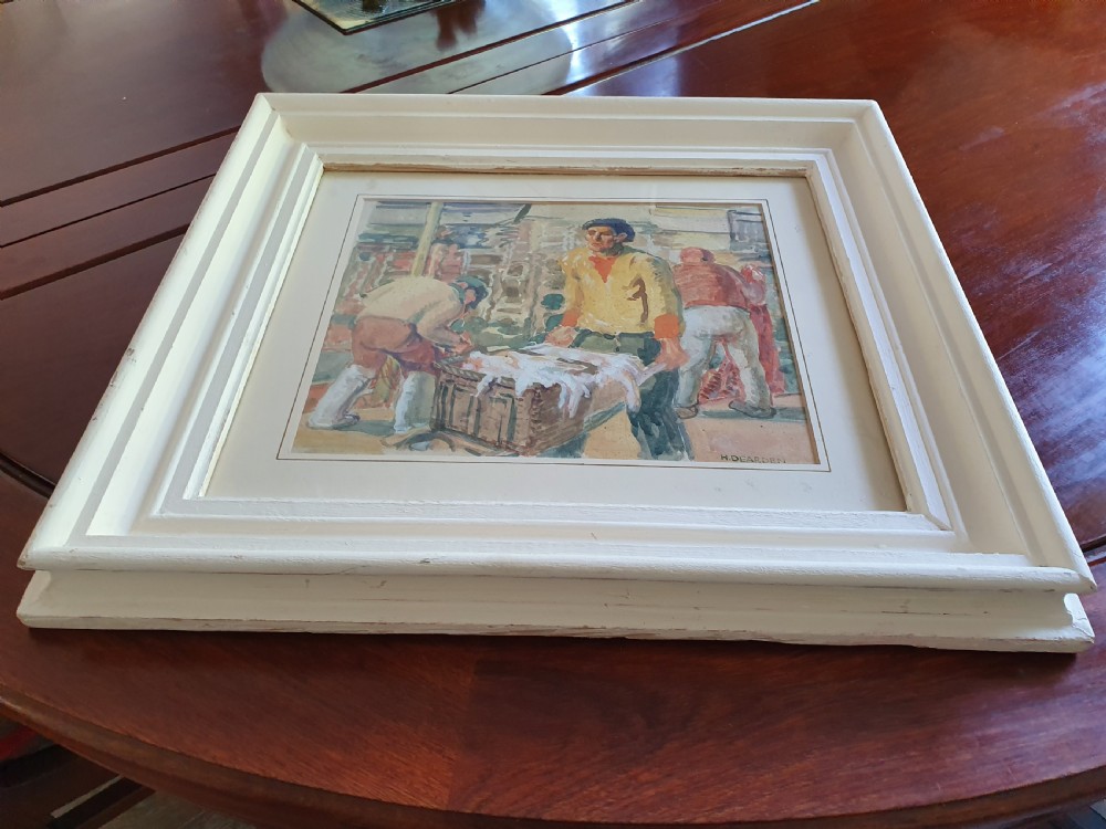 Watercolour of Working Men by Harold Dearden 1882 - 1962. View VI