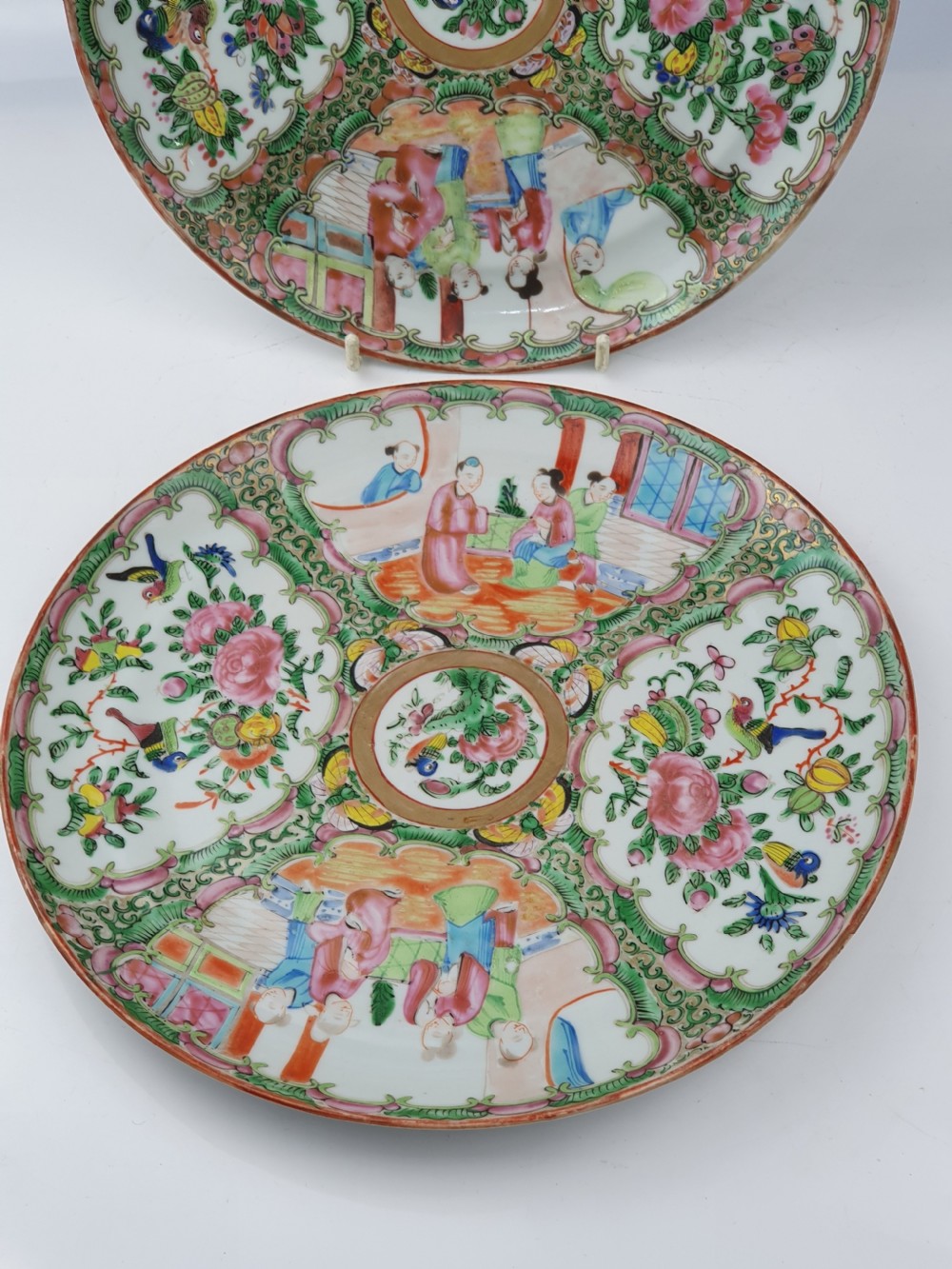 A pair of late 19th century Chinese Famille Rose plates View II