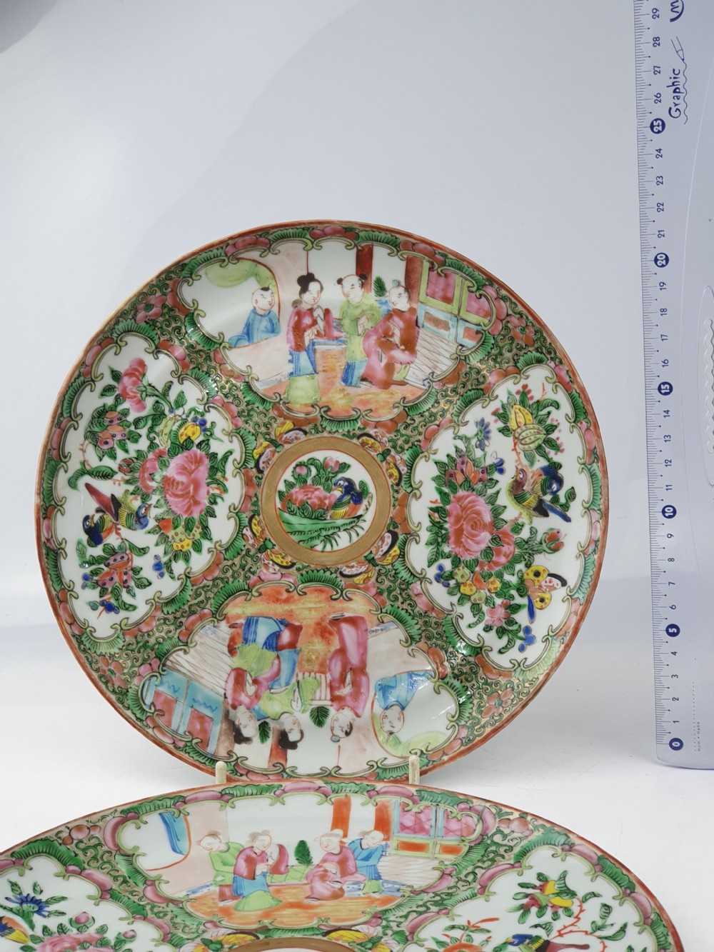 A pair of late 19th century Chinese Famille Rose plates View IV