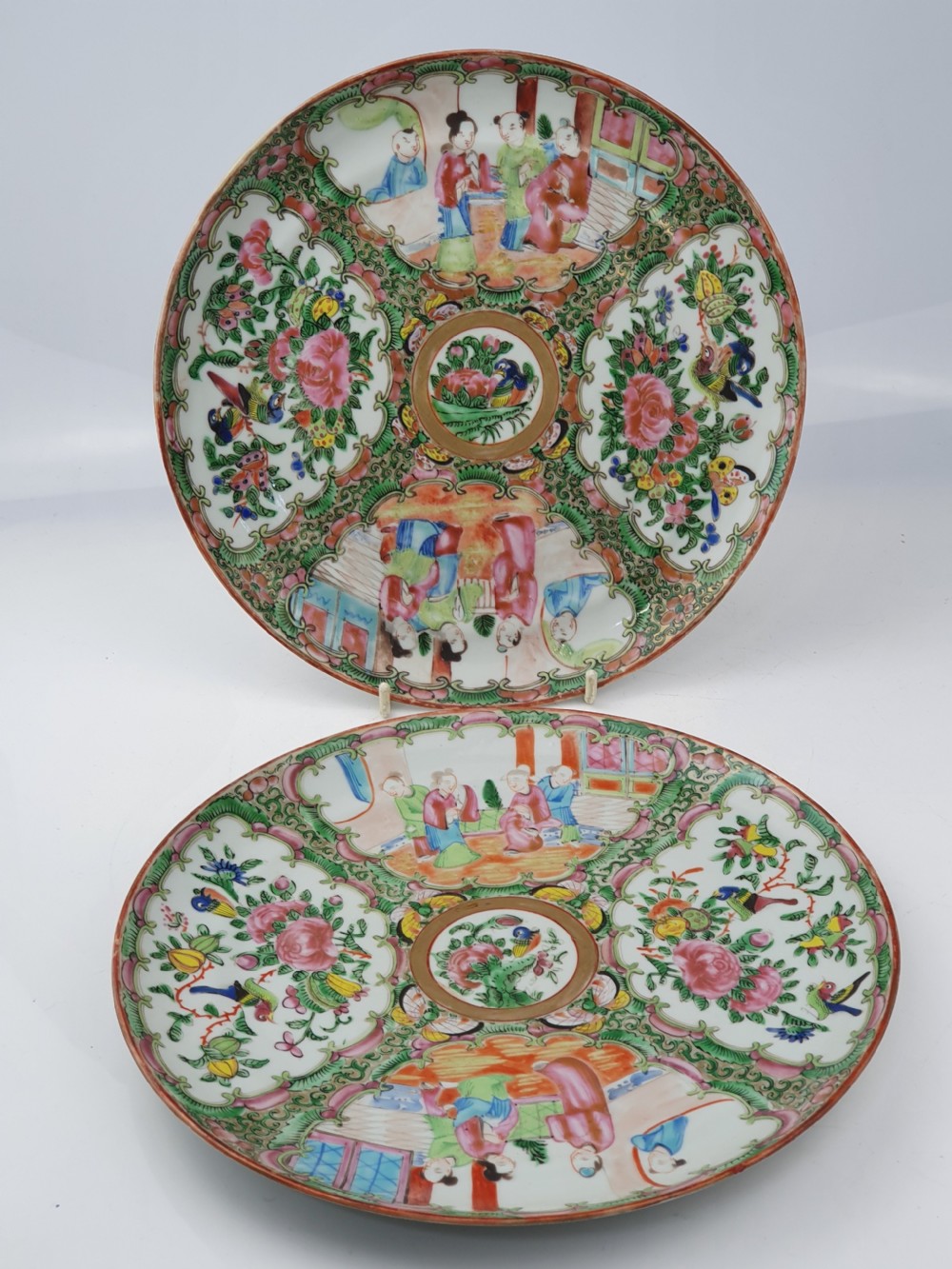 A pair of late 19th century Chinese Famille Rose plates View VIII