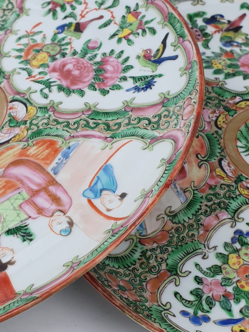 A pair of late 19th century Chinese Famille Rose plates View IX