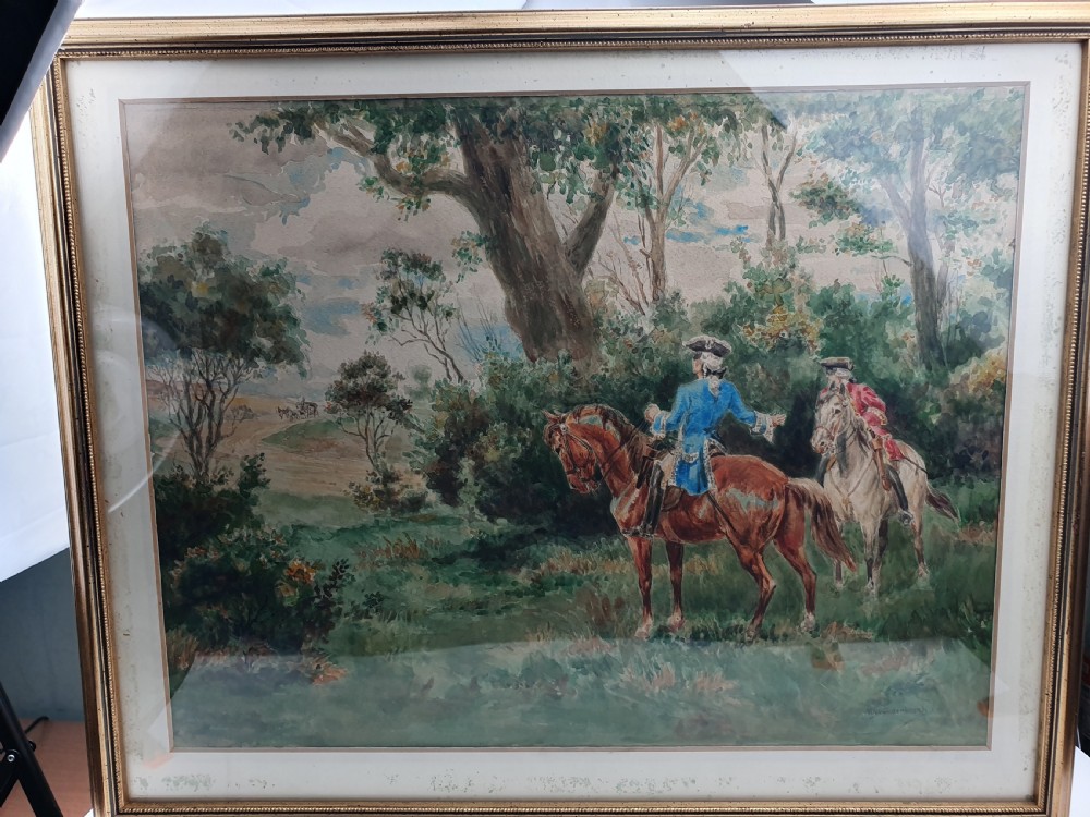 Delightful Signed Large Watercolour by Raymond John Vandenbergh b.1889 View II