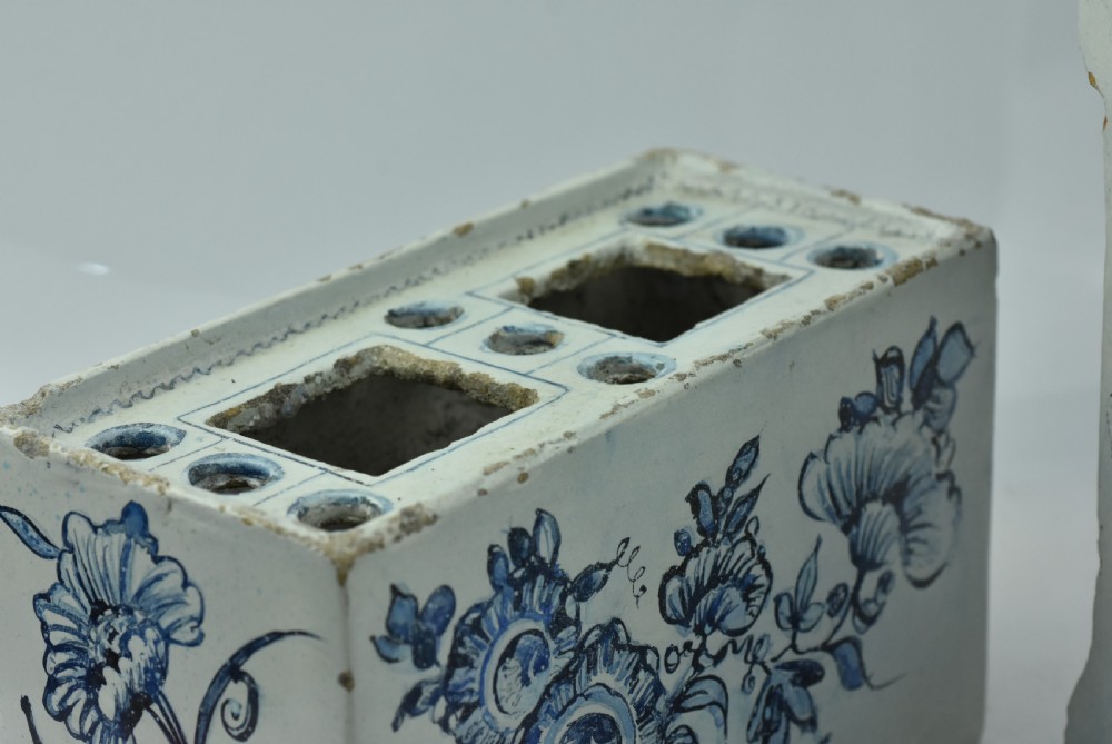 Two 18th Century Delft Tin Glaze Flower Bricks View VII