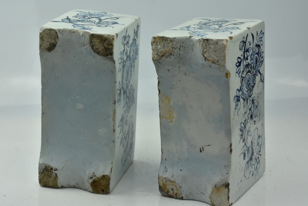 Two 18th Century Delft Tin Glaze Flower Bricks View IX